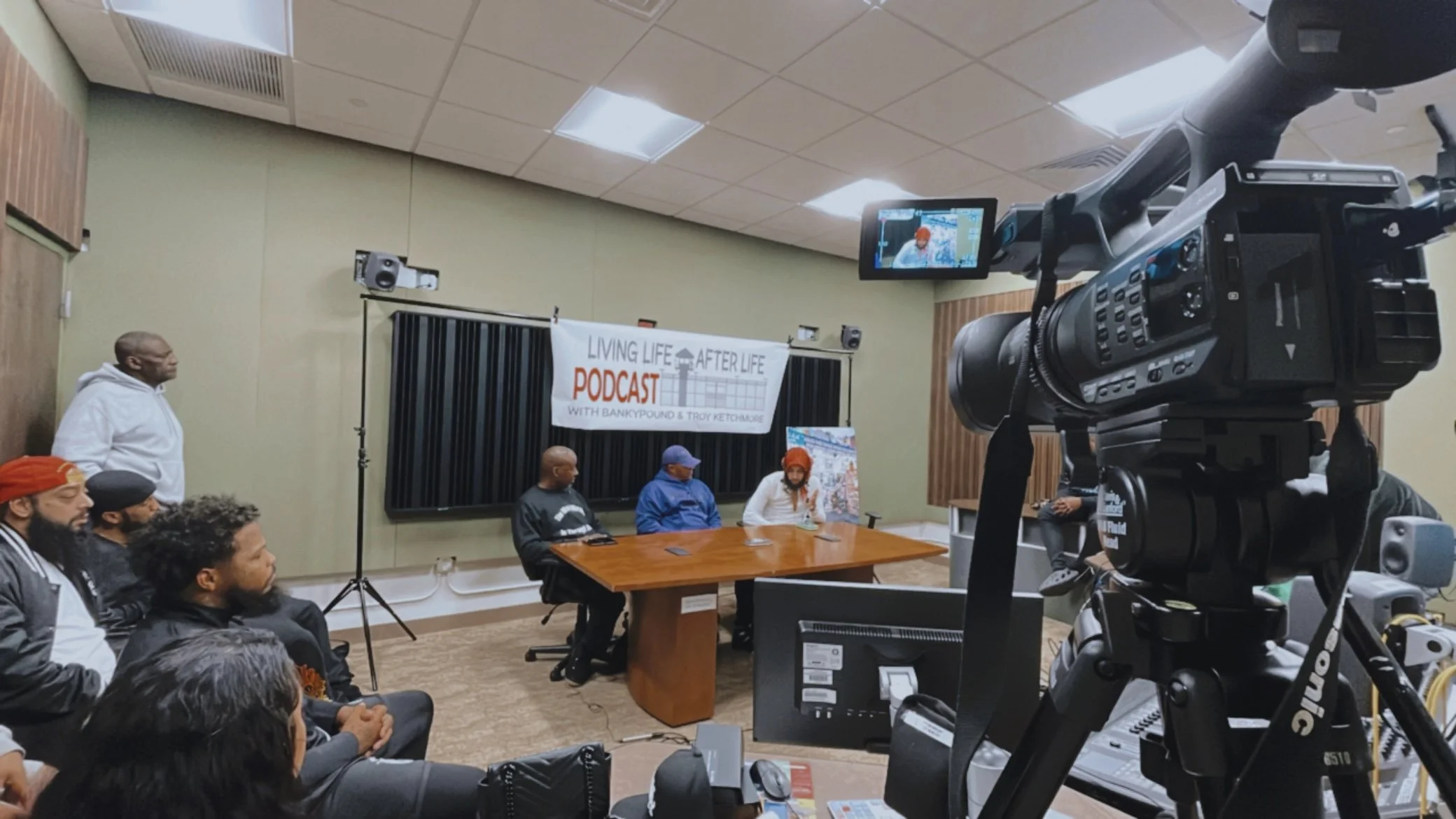 Filming an episode of Living Life After Life Podcast