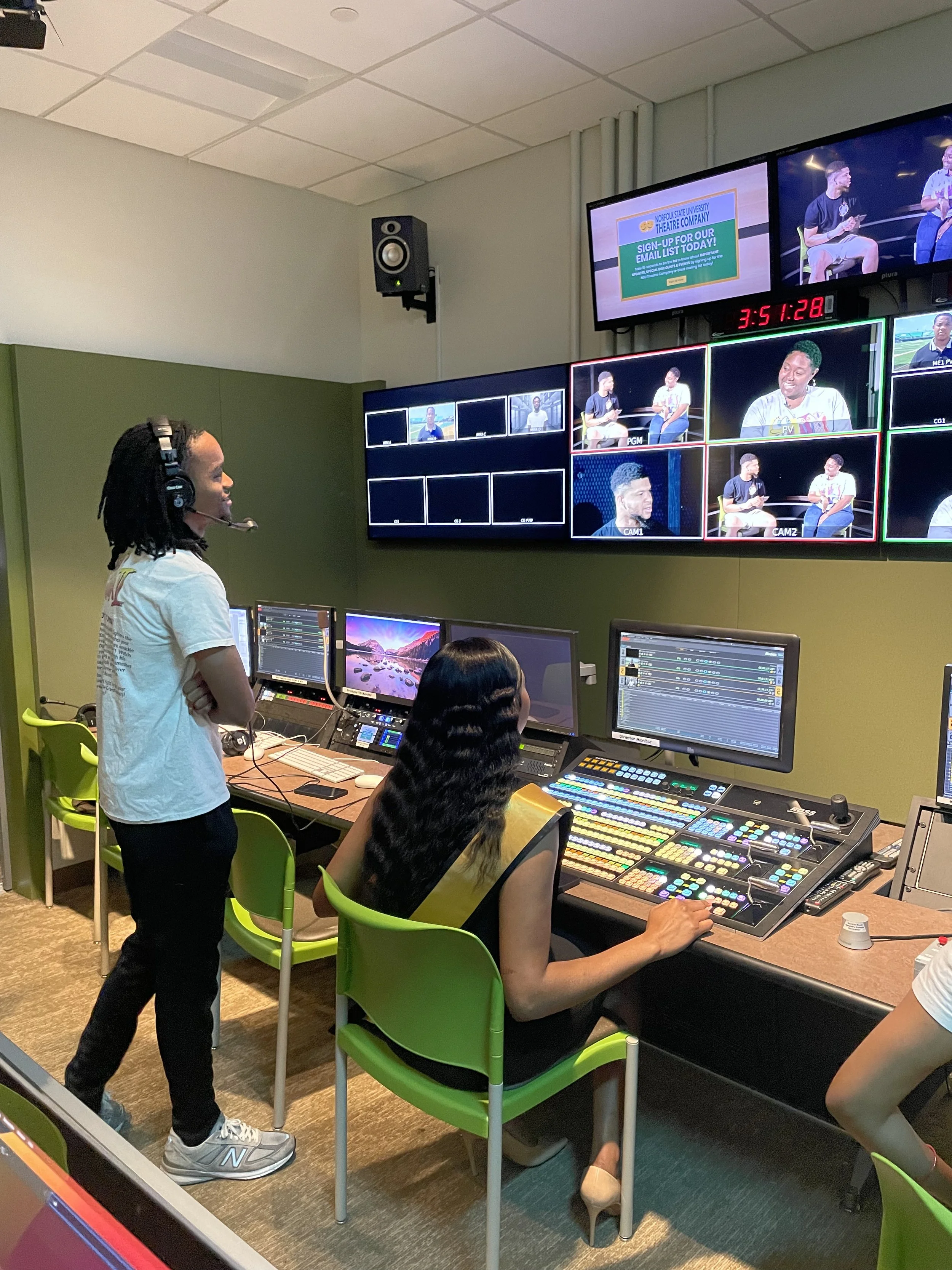 TV Production students directing and operating the switch board during their project