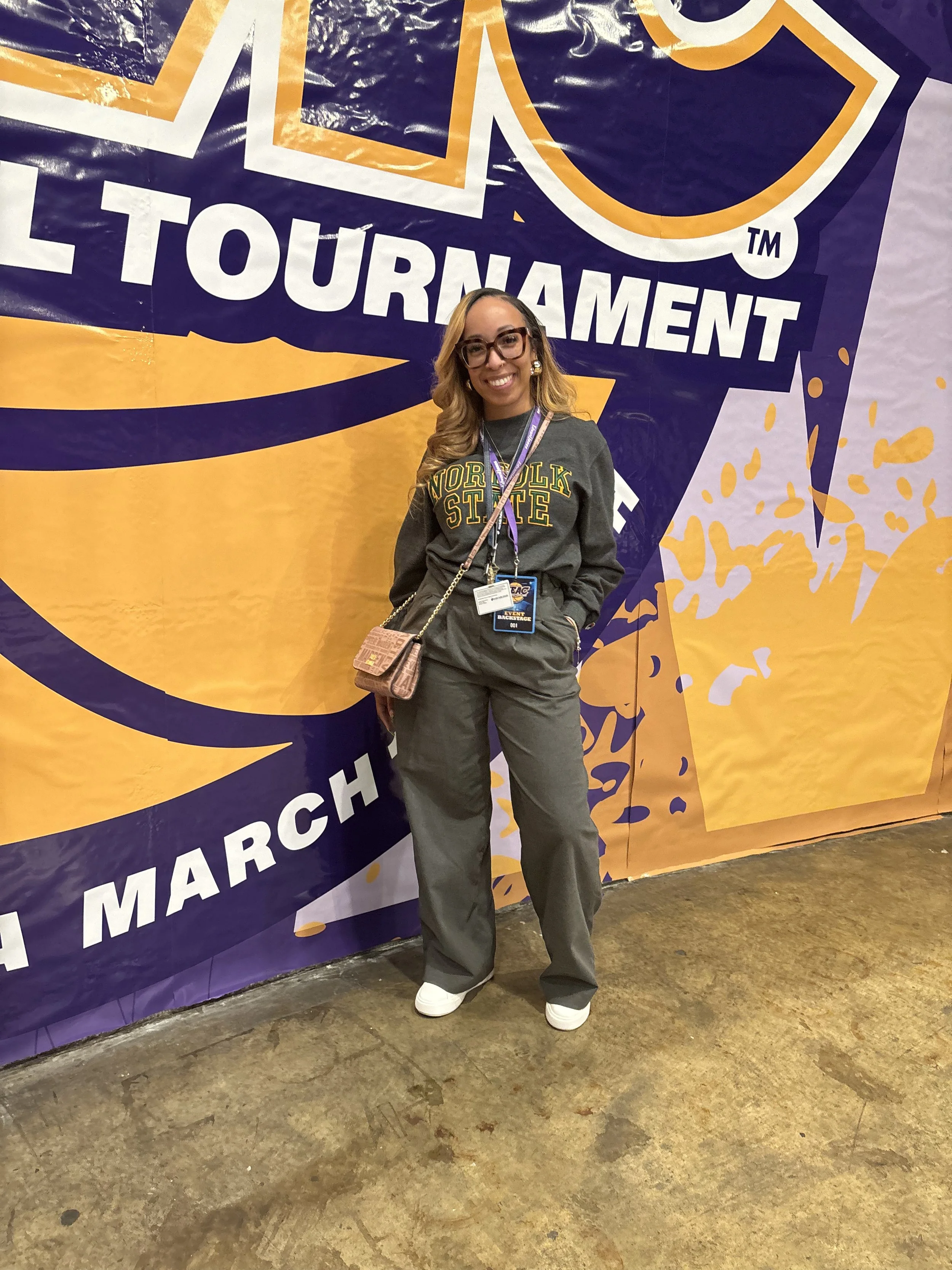 Working during halftime at the MEAC Tournament for NPS Read with the MEAC showcase