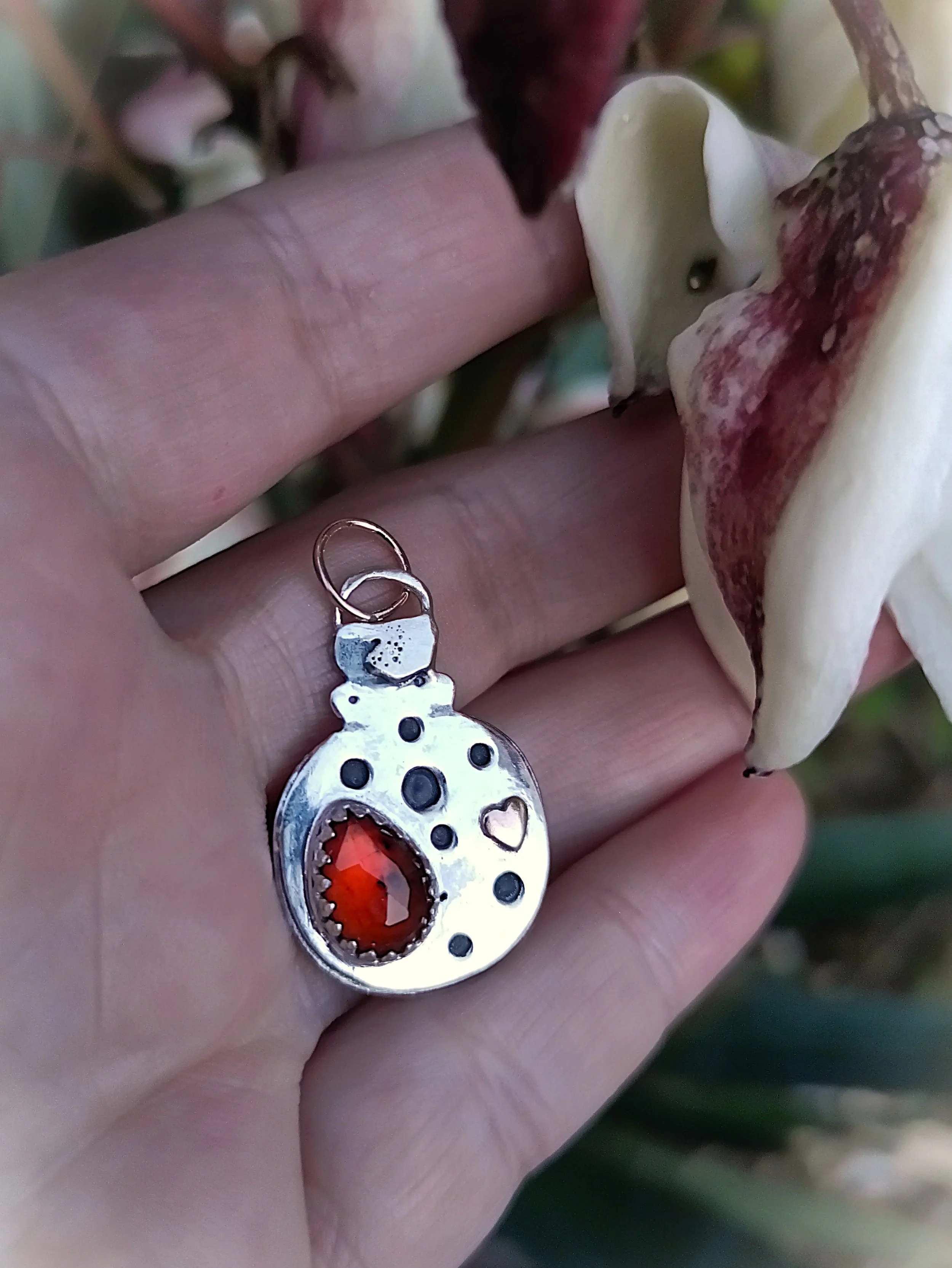 Collier Potion d'Amour Or/Argent et grenat hessonite