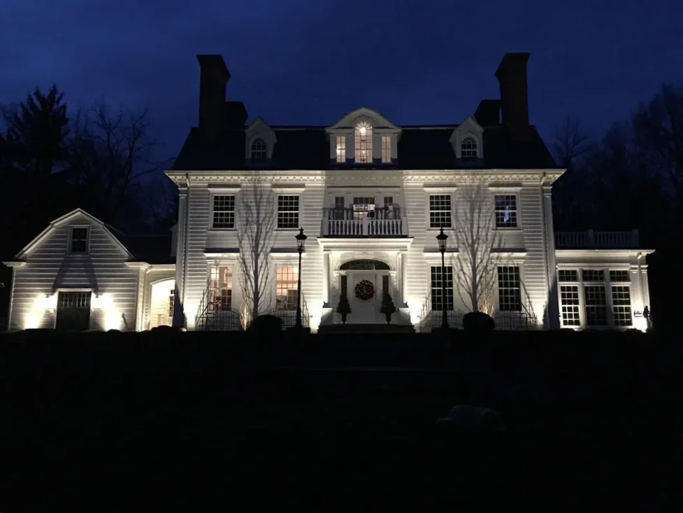 Dramatic outdoor lighting installation. - Green Nature Landscape Design