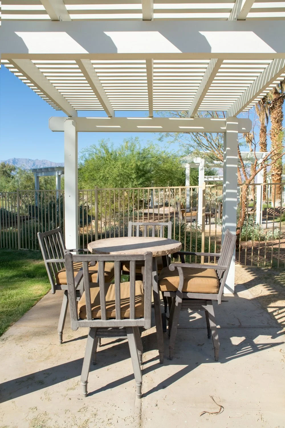 A modern pergola adding shade and style to a backyard design.