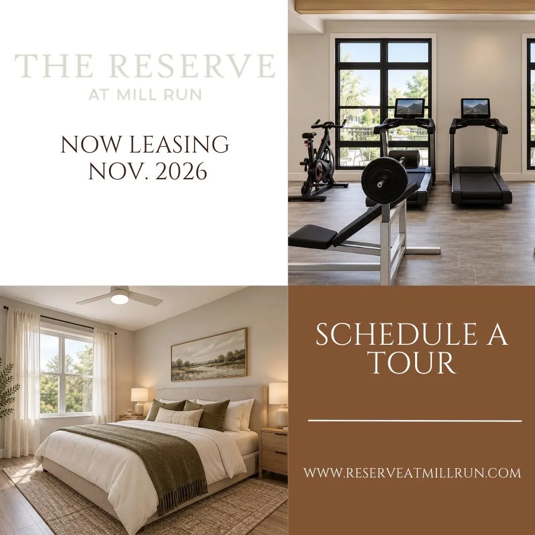 Wake up in a beautiful new apartment. Start your morning in a state-of-the-art fitness center. Come home to comfort, style, and convenience

The Reserve at Mill Run is now leasing for November 2026 move-ins

📞 Schedule a tour and be among the first 