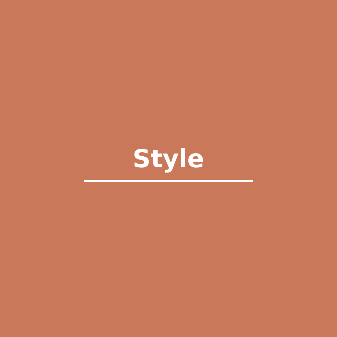 A graphic design with a brownish-orange background and the word 'Style' in white bold font, centered with a horizontal line beneath it.