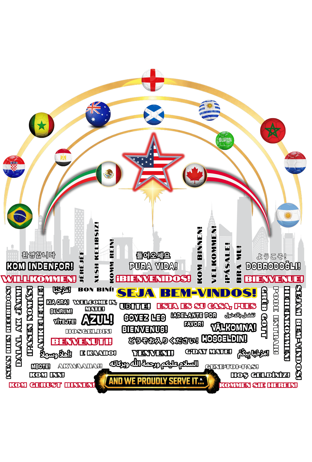 The Manhattan Bar World Cup Playbook basic strategy is inclusion, everything we do is multi-lingual and multi-cultural and represents all 48 participating nations