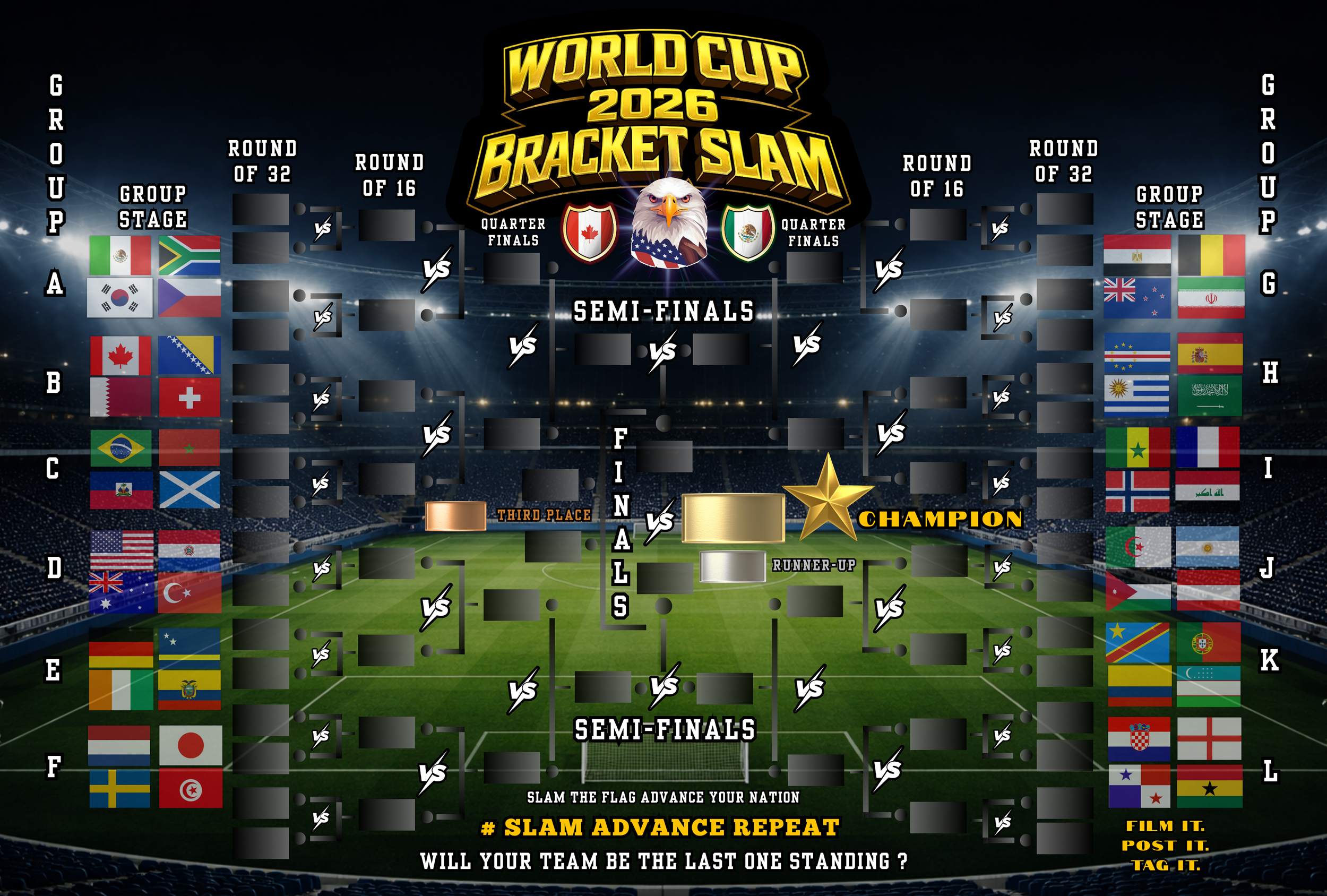 Interactive World Cup 2026 tournament bracket; professional bar decor for the Welcome World NYC initiative. Best Bars LES to watch soccer