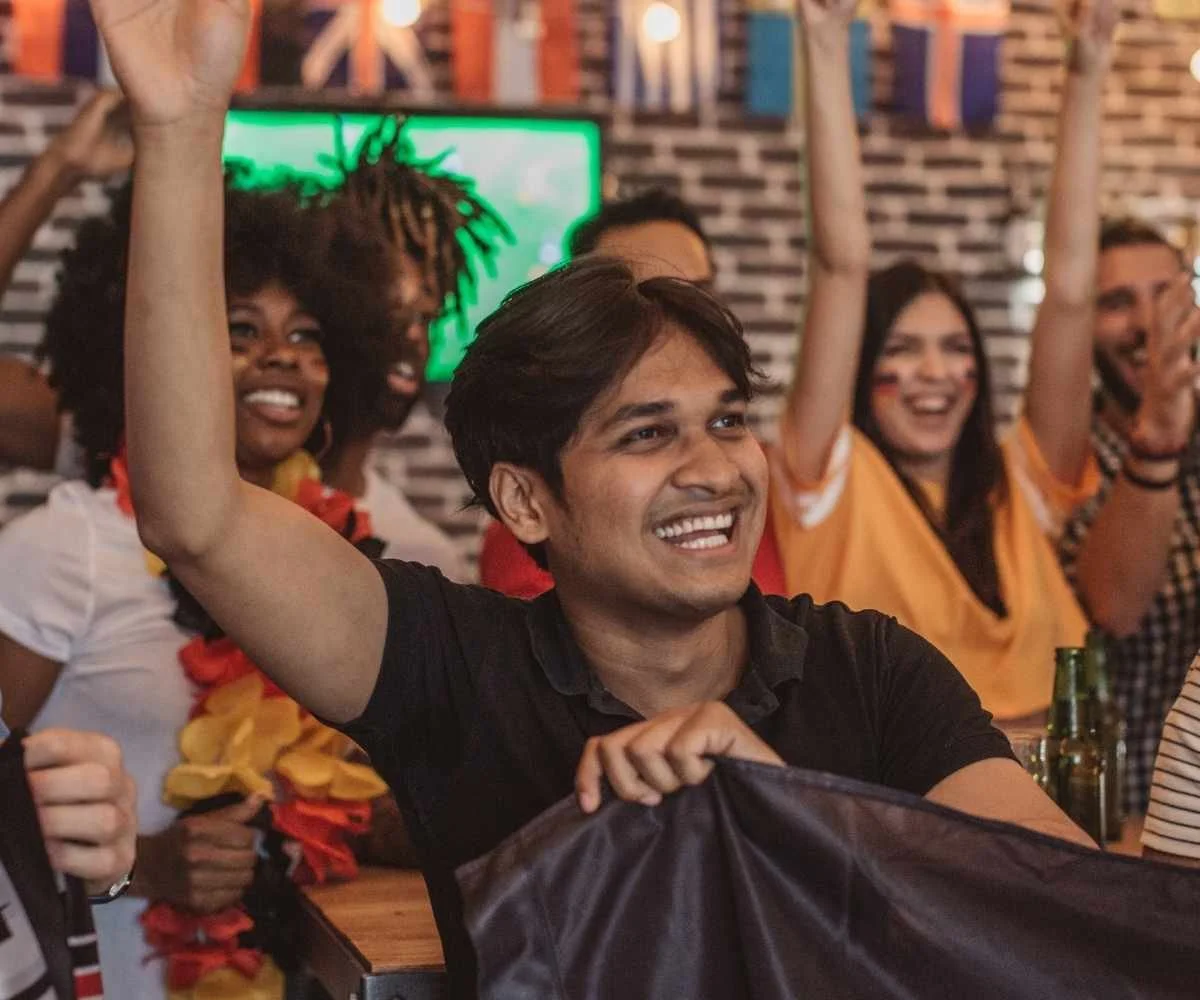 International soccer fans packed inside a cool midtown sports bar world cup.