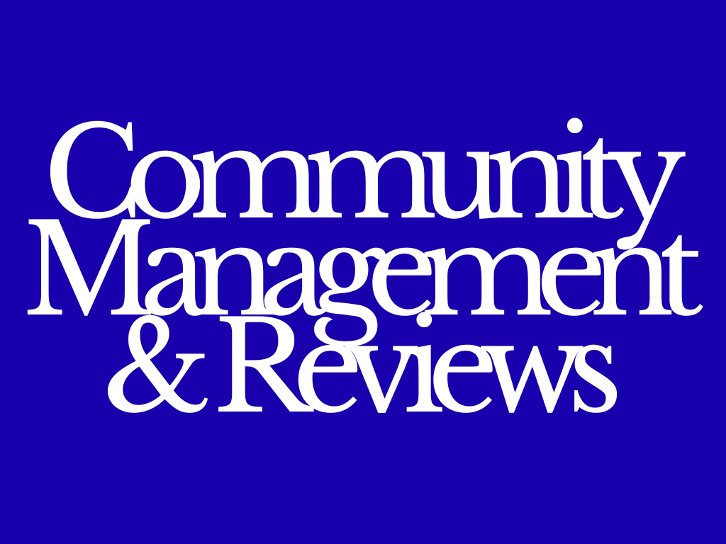 Blue background with white text reading 'Community Management & Reviews'.