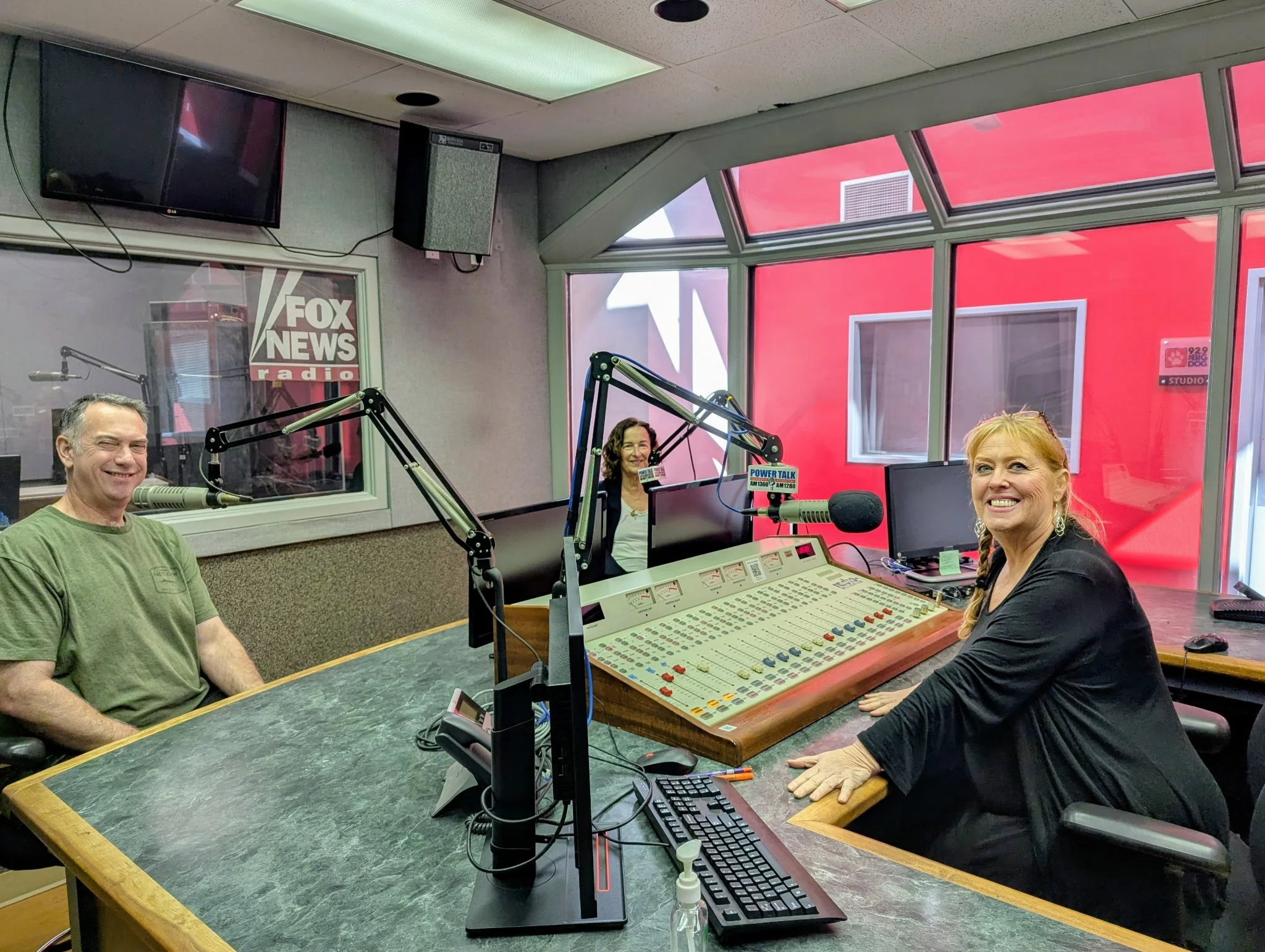 Jeanette and Justin talking in the radio studio with Owner of the French Bee Nursery 