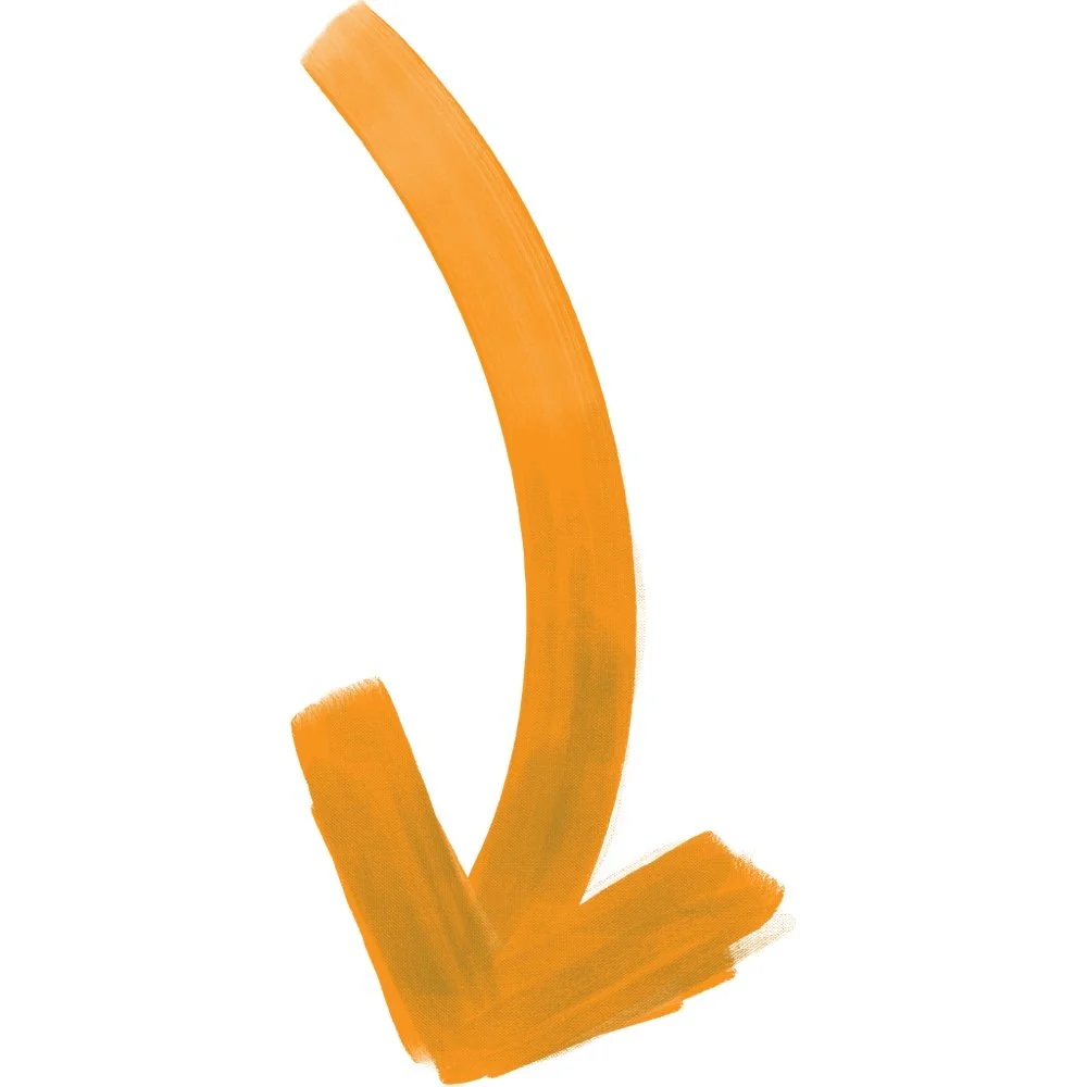 Orange arrow pointing downward on a white background.