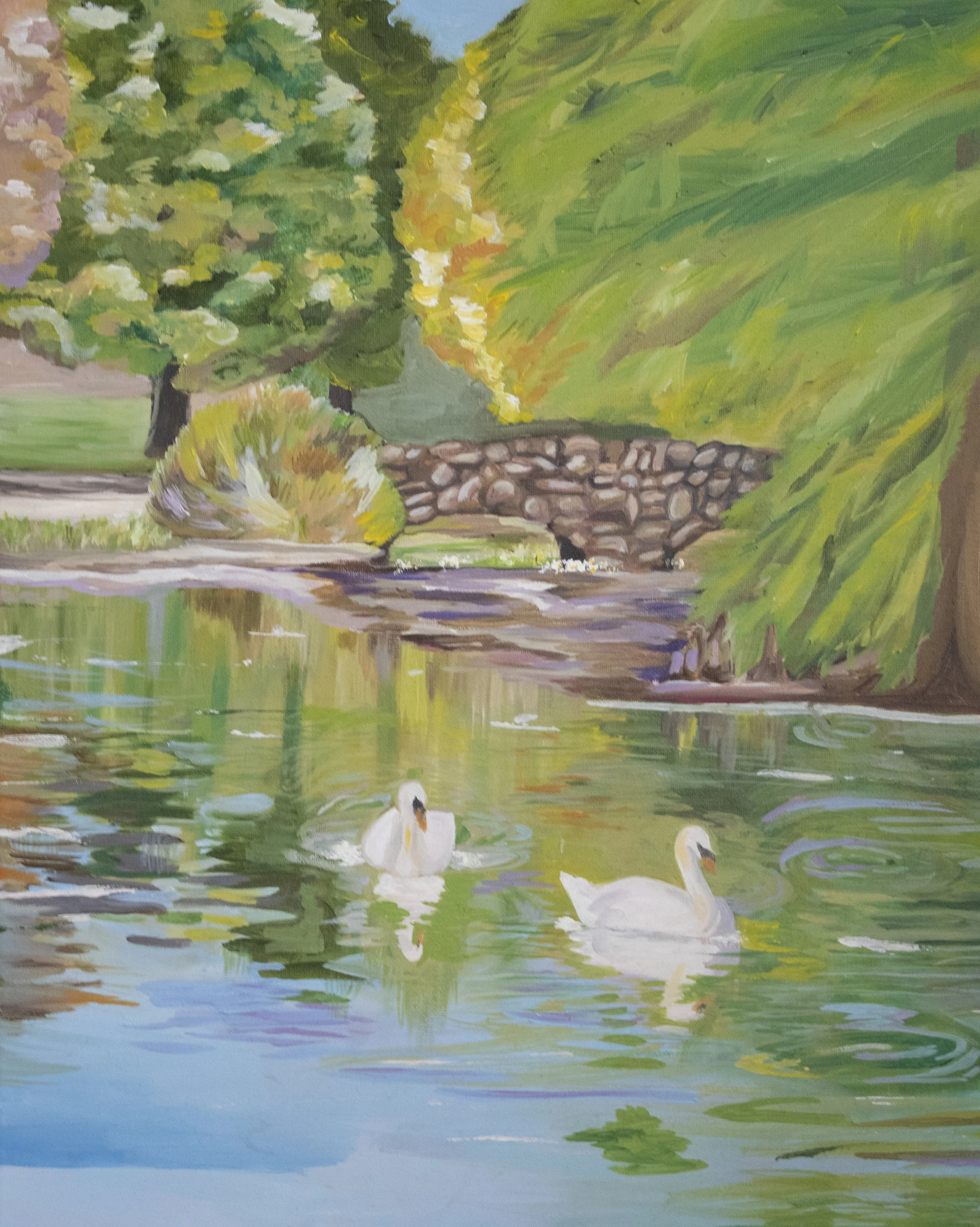 "Swans"
 2025, Oil on Canvas, 18" x 22"