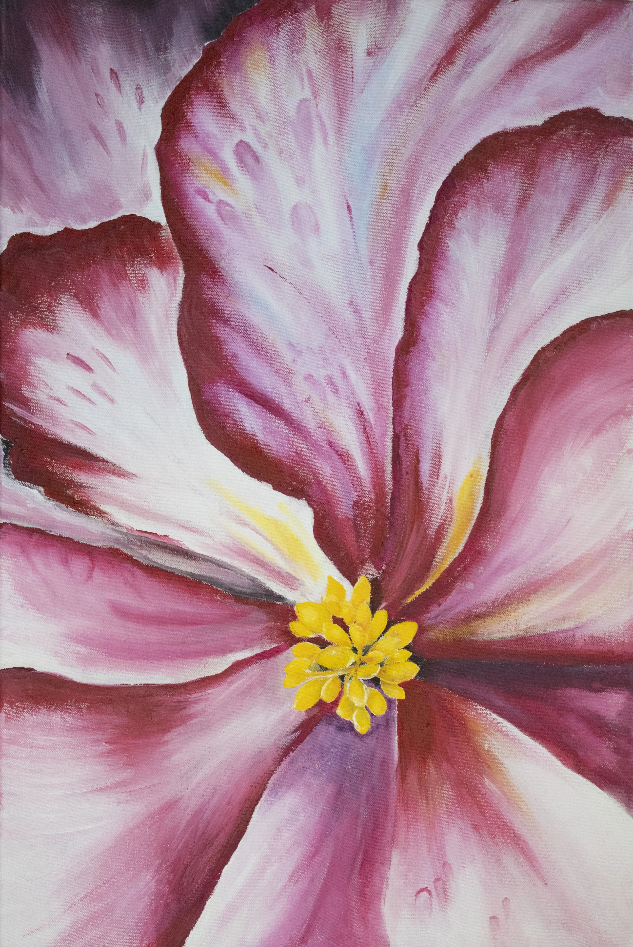 "Magenta Flower", 2023, Acrylic on Canvas, 18" x 22"