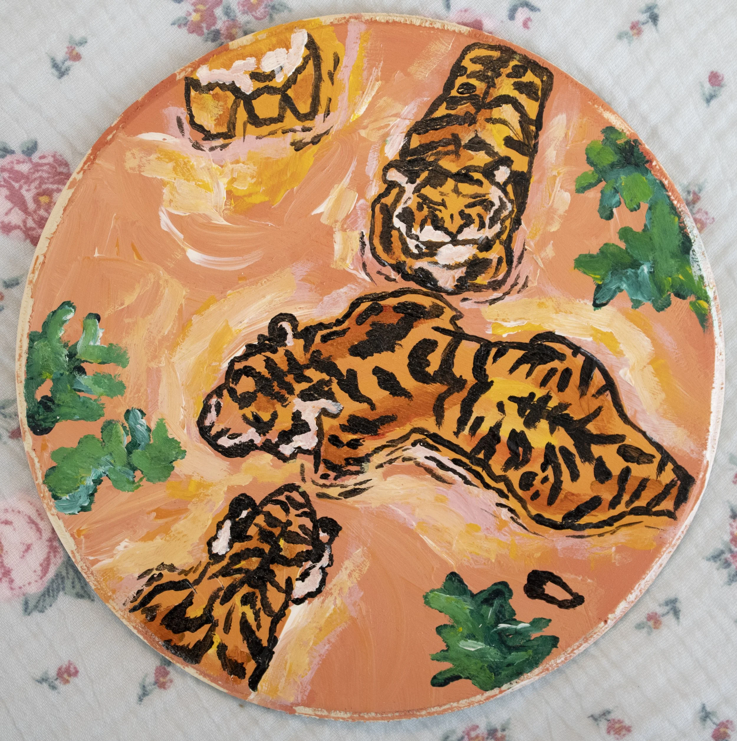 "Tigers", 2023, Acrylic on Wood, 6" x 6"