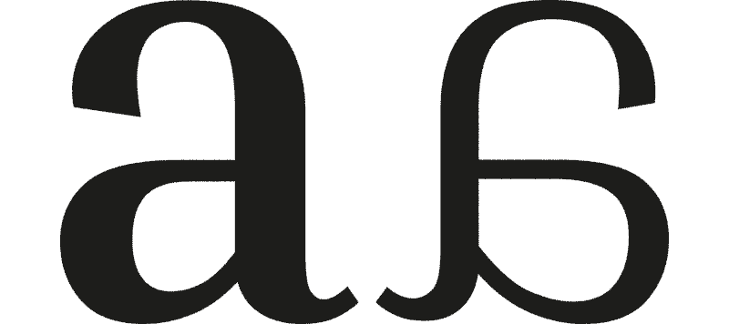 Schwarzweisses Icon mit zwei bespiegelten Buchstaben a