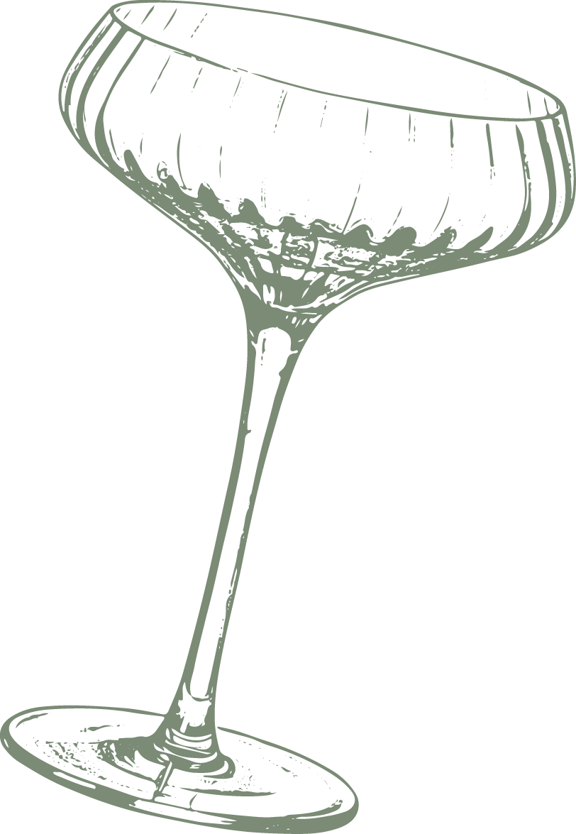 A digital drawing of a wine glass tilted, with wine splashing inside it.