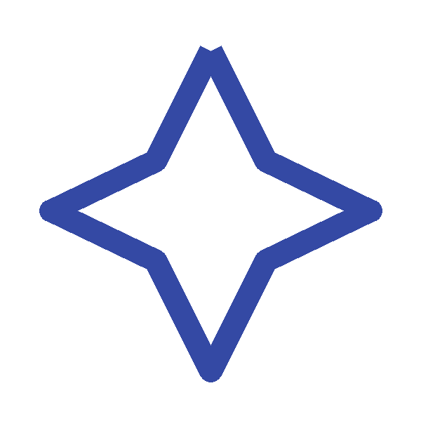 Blue outline of a star-shaped diamond with a black background.