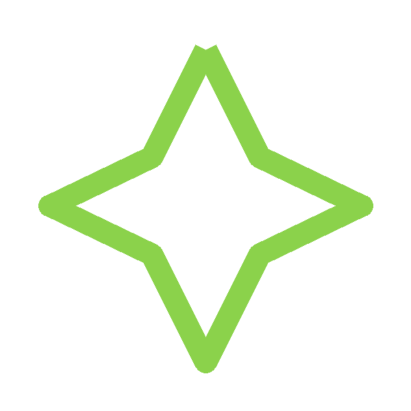 Green outlined diamond shape with a black background.