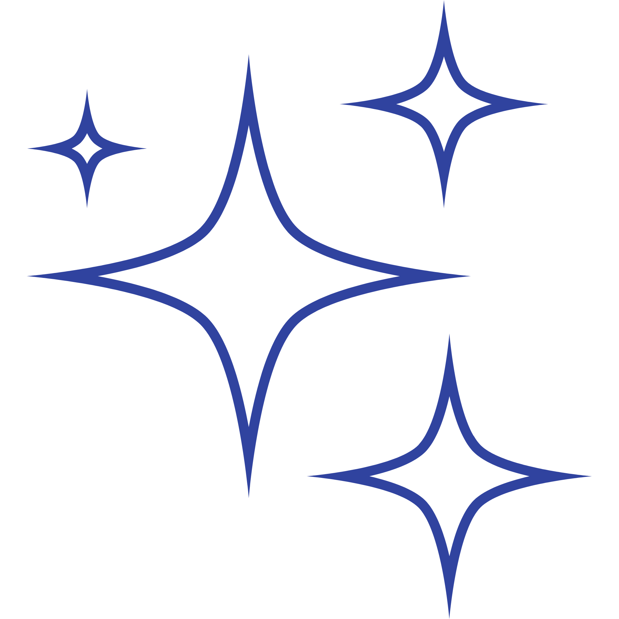 The image features a symmetrical, abstract design with blue curves and star-like shapes, set against a black background.