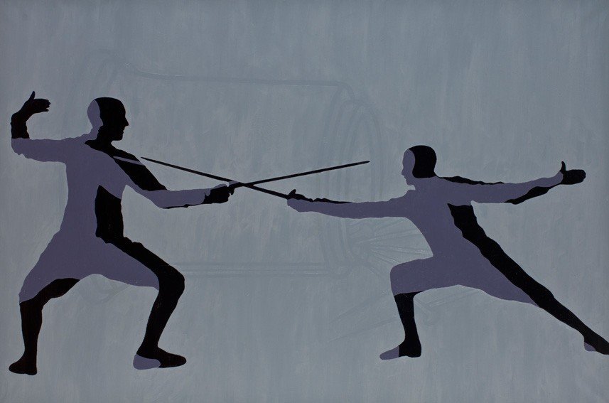 Ari Goldmann, Fechter, 2013 Öl auf Leinwand, 90 x 130 cm