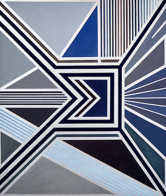 DANIEL VIER  Diamont, 2017  Silberlack und Acryl auf Leinen  130 x 110 cm