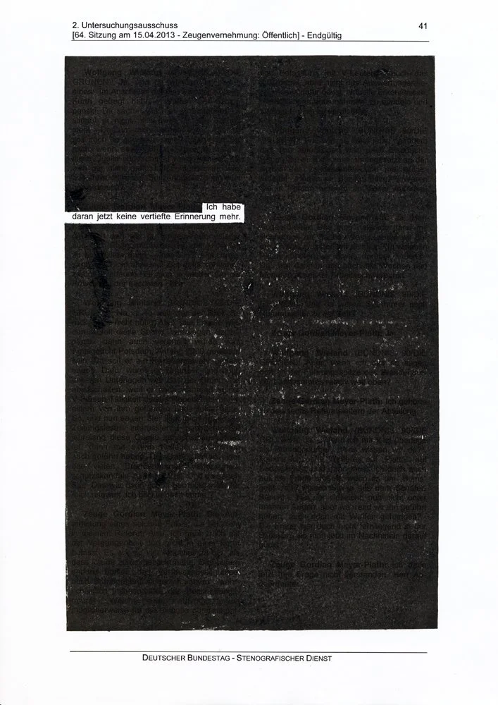 Katharina Kohl, Gedächtnislücke 64_41, 2017-18, Auflage 10 Laserdruck, Handdruck mit Federfarbe der VEB Halle, à 29,7 x 21 cm2017-18