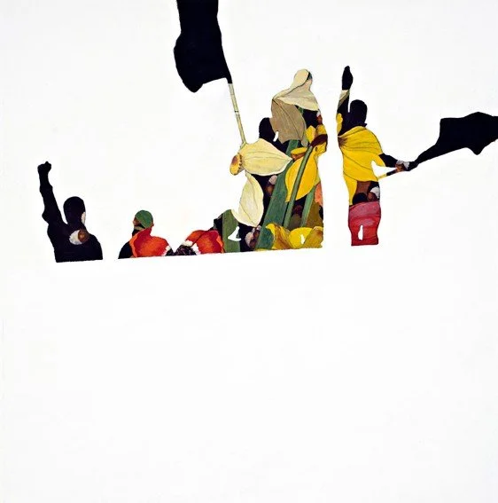 Ari Goldmann, Blumenschwenker / Flowerwaver, 2010  Mischtechnik auf Papier auf Holz 40 x 40 cm 