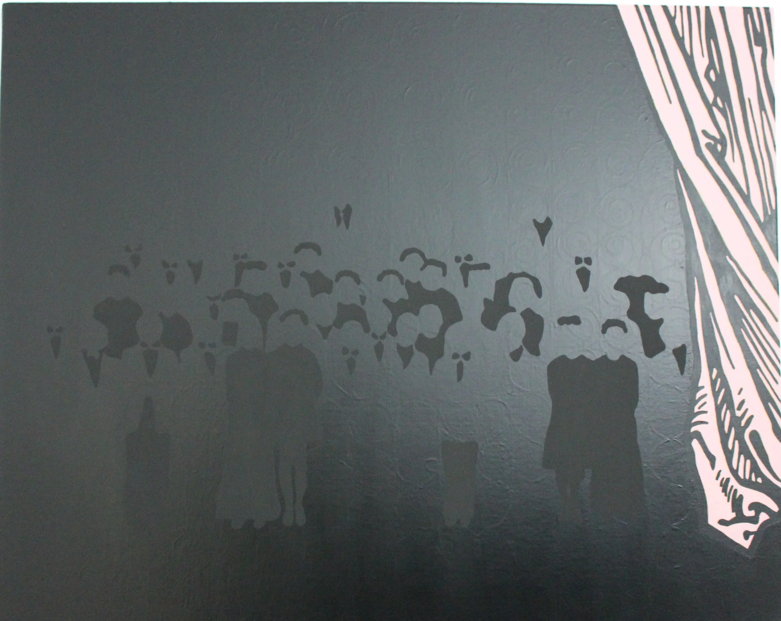 Ari Goldmann, Nachbild, wenn der Vorhang fällt, 2009 Öl, Lack auf Leinwand, 80 x 100 cm