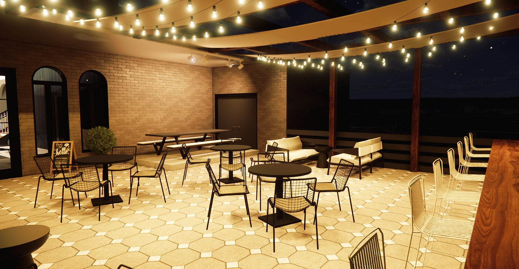 Night Outdoor Patio View