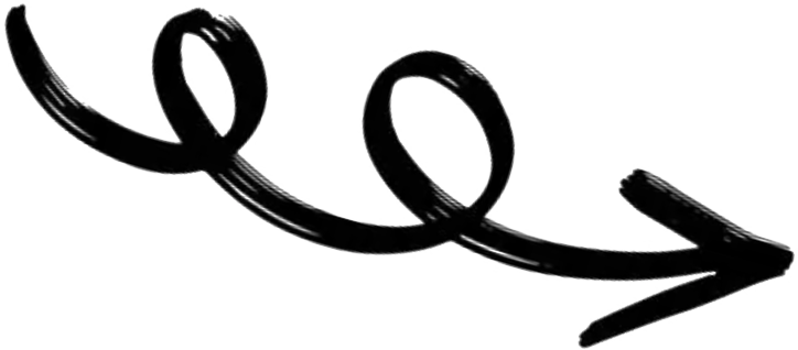 Schwarzer, geschwungener Pfeil auf weißem Hintergrund.