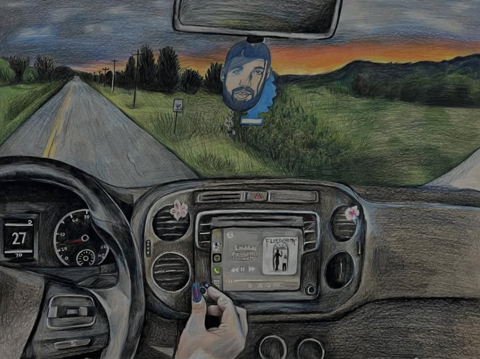 “Radio” 18”x24” Color pencil on paper. 2025