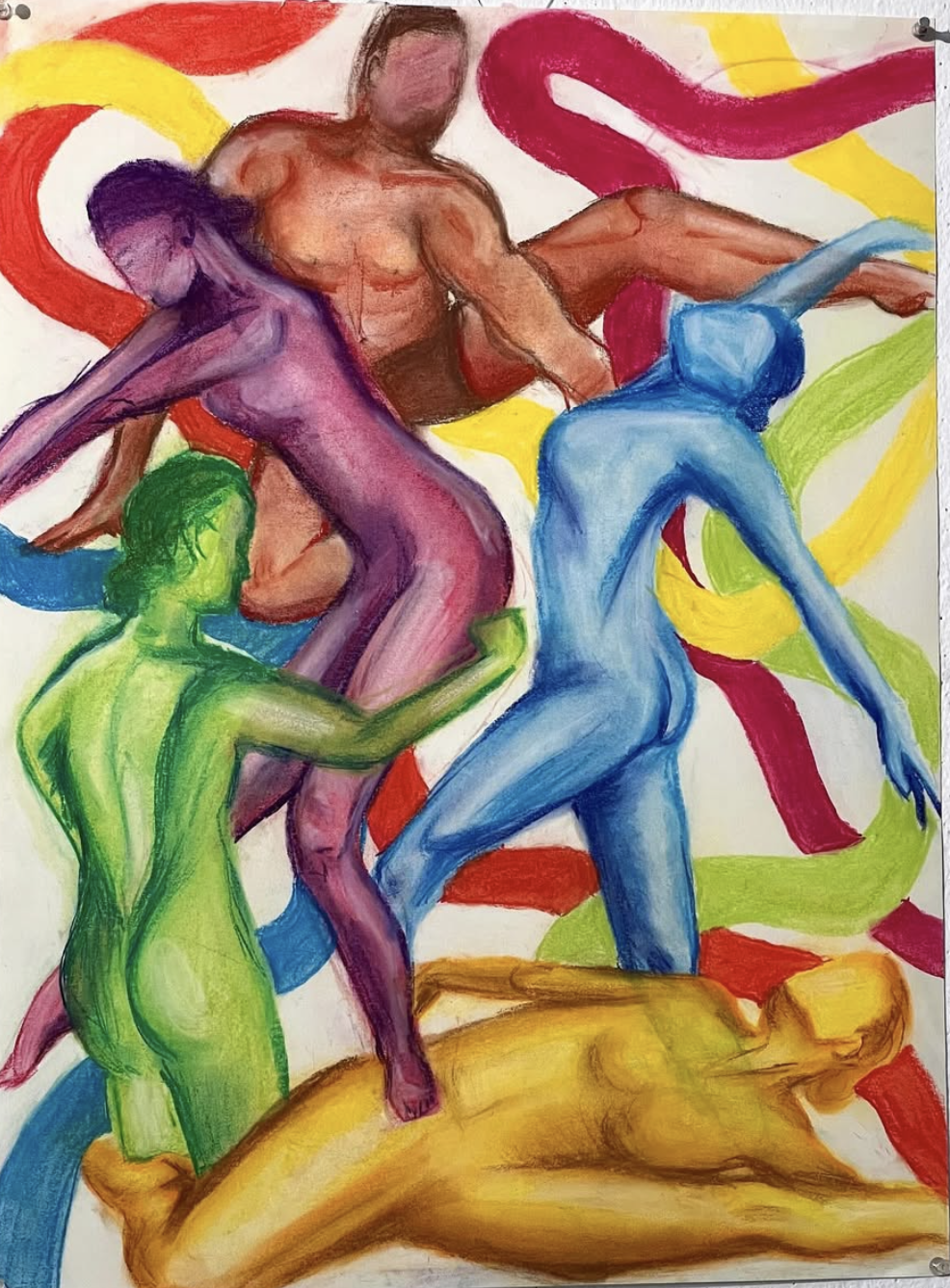 “in motion”. pastels. 18”x24”. 2024