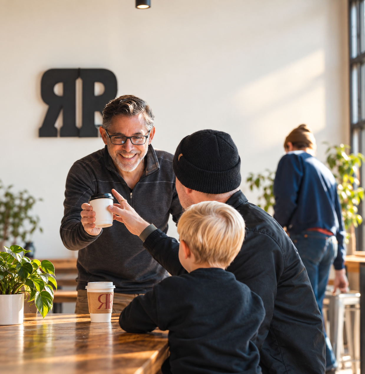 A guest receiving freshly made coffee inside the welcoming Red Bicycle Coffee neighborhood café