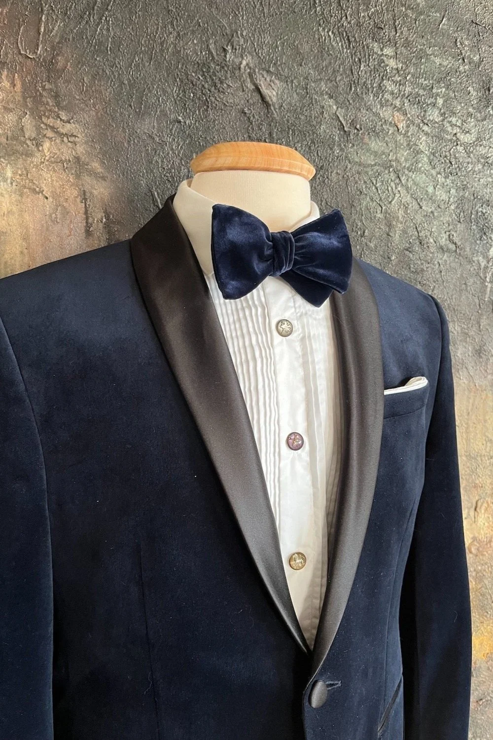 Navy Blue Velvet, classic butterfly, bow tie, self-tied