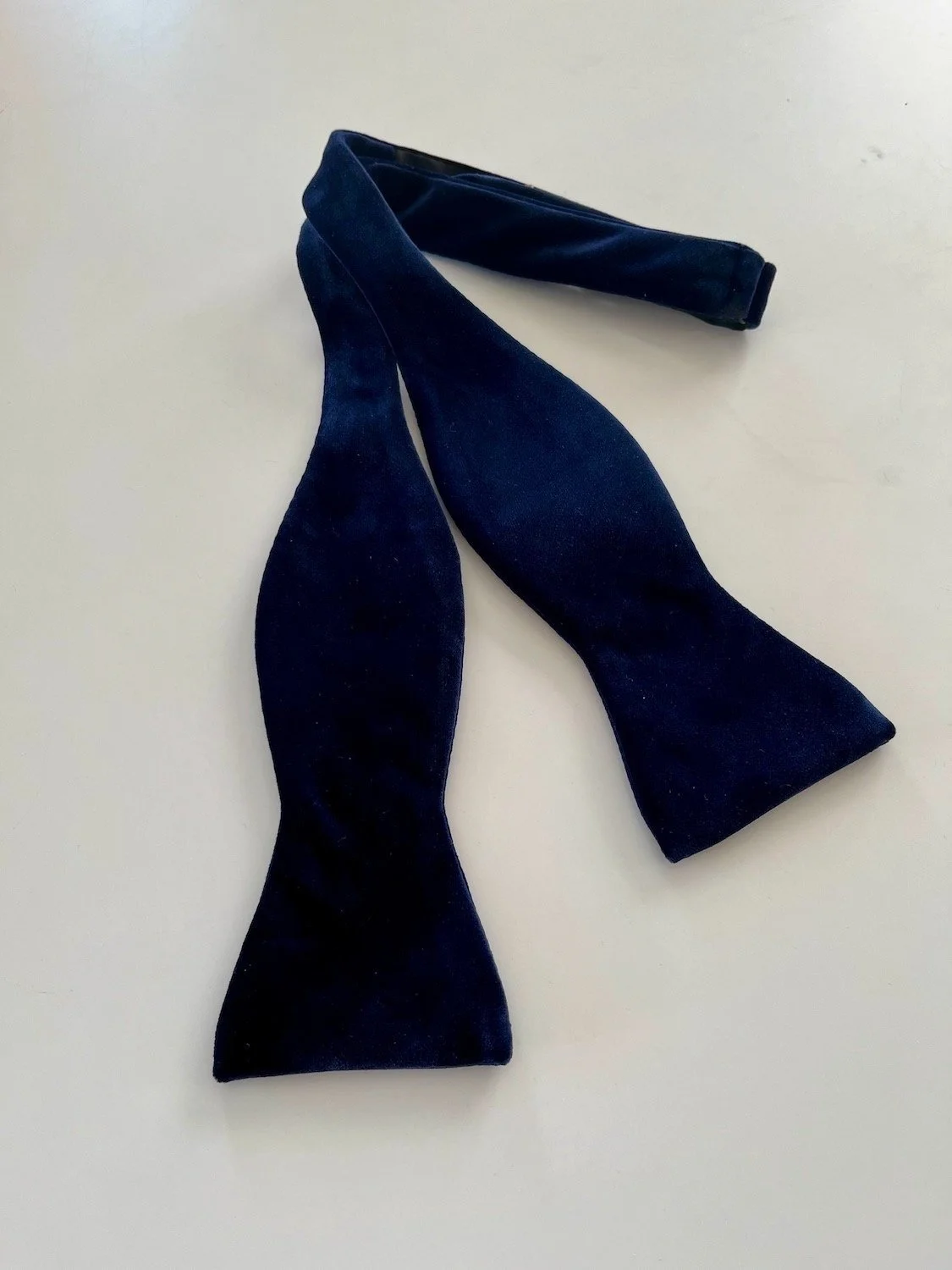 Navy Blue Velvet, classic butterfly, bow tie, self-tied