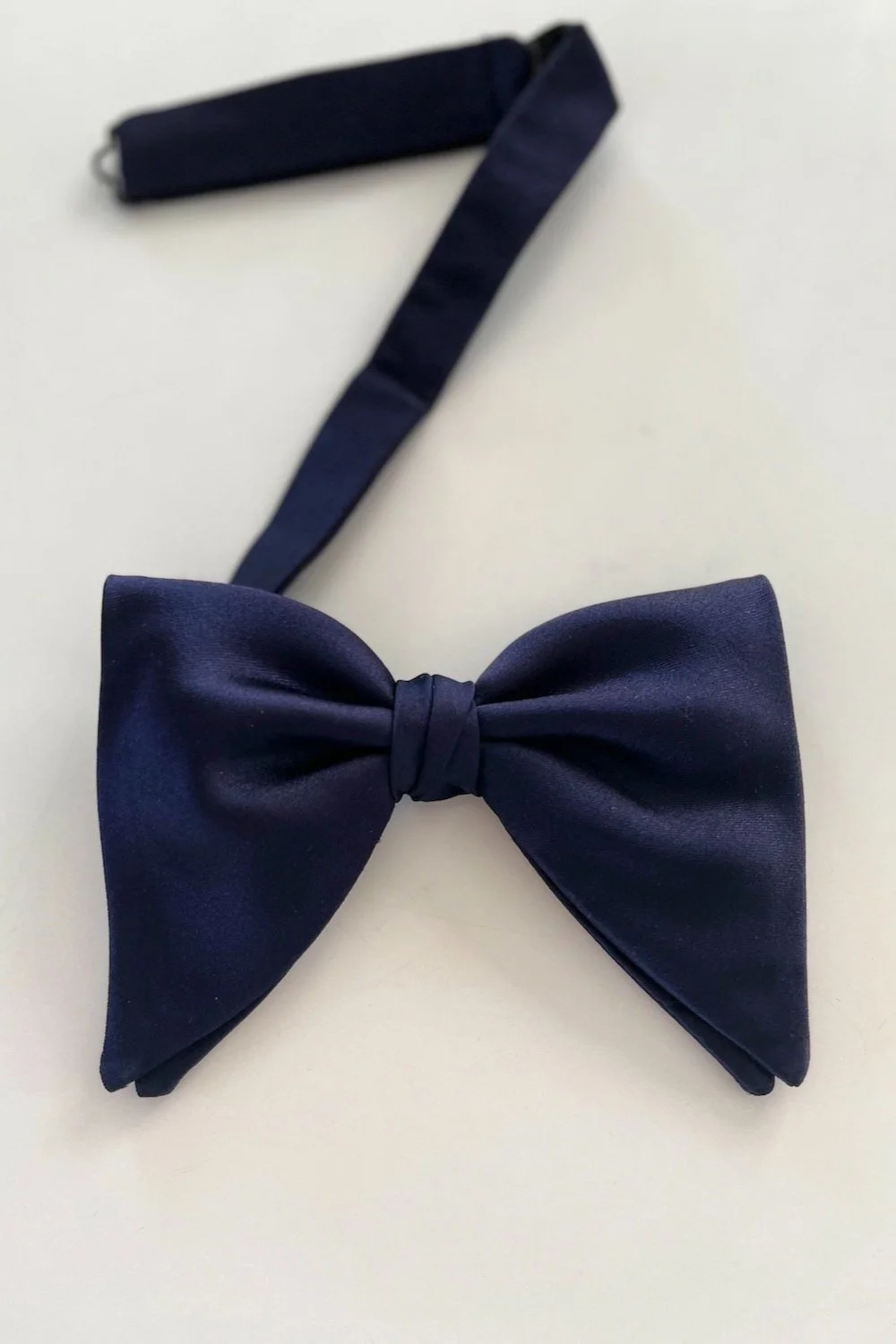Navy Blue Silk, Large Butterfly, Bow Tie, pre-tied