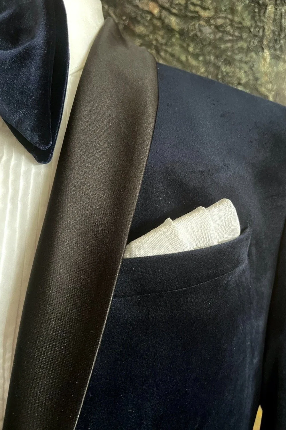 White linen, pocket square, hand-rolled hem