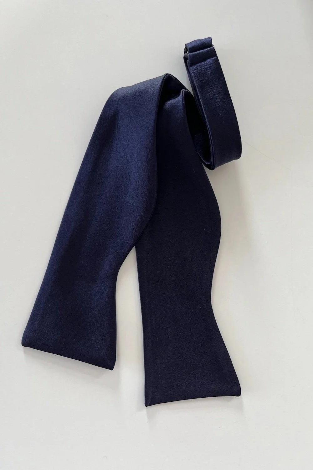 Large Navy Blue, Satin Silk, Butterfly, Bow Tie, self-tied