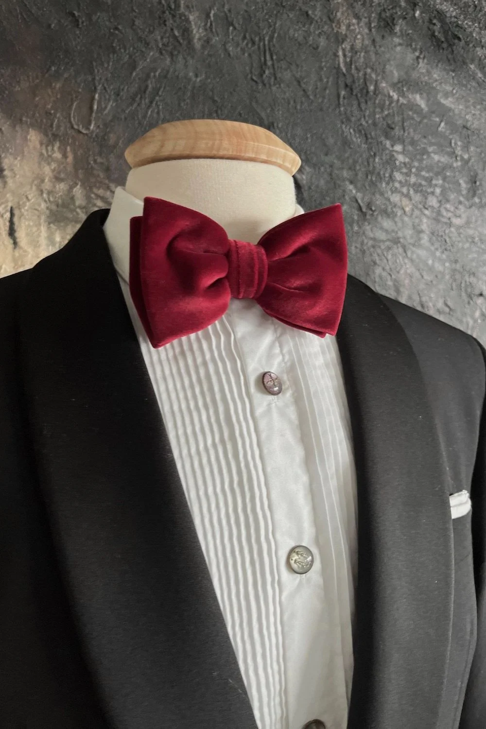 Burgundy, classic velvet, butterfly, bow tie, pre-tied