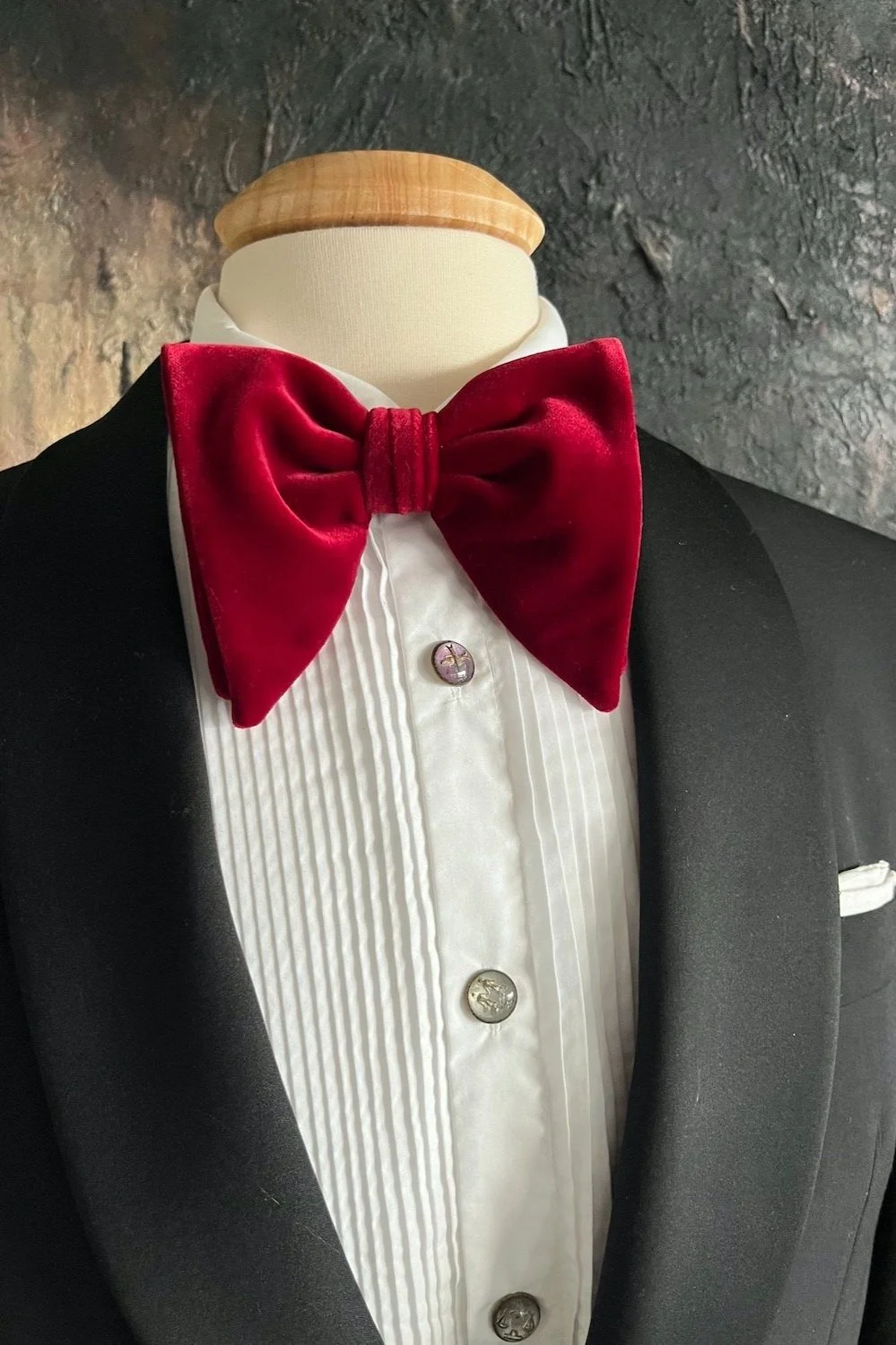Large, Burgundy, Velvet, Butterfly, Bow Tie, pre-tied.