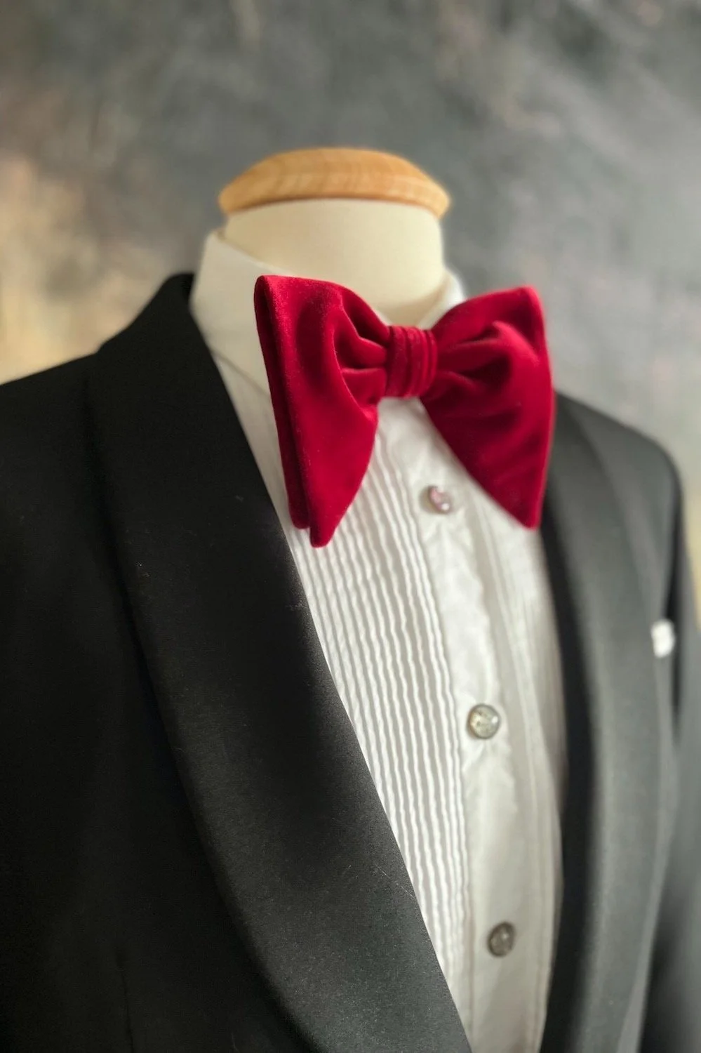 Large Burgundy Velvet, Butterfly Bow Tie, pre-tied