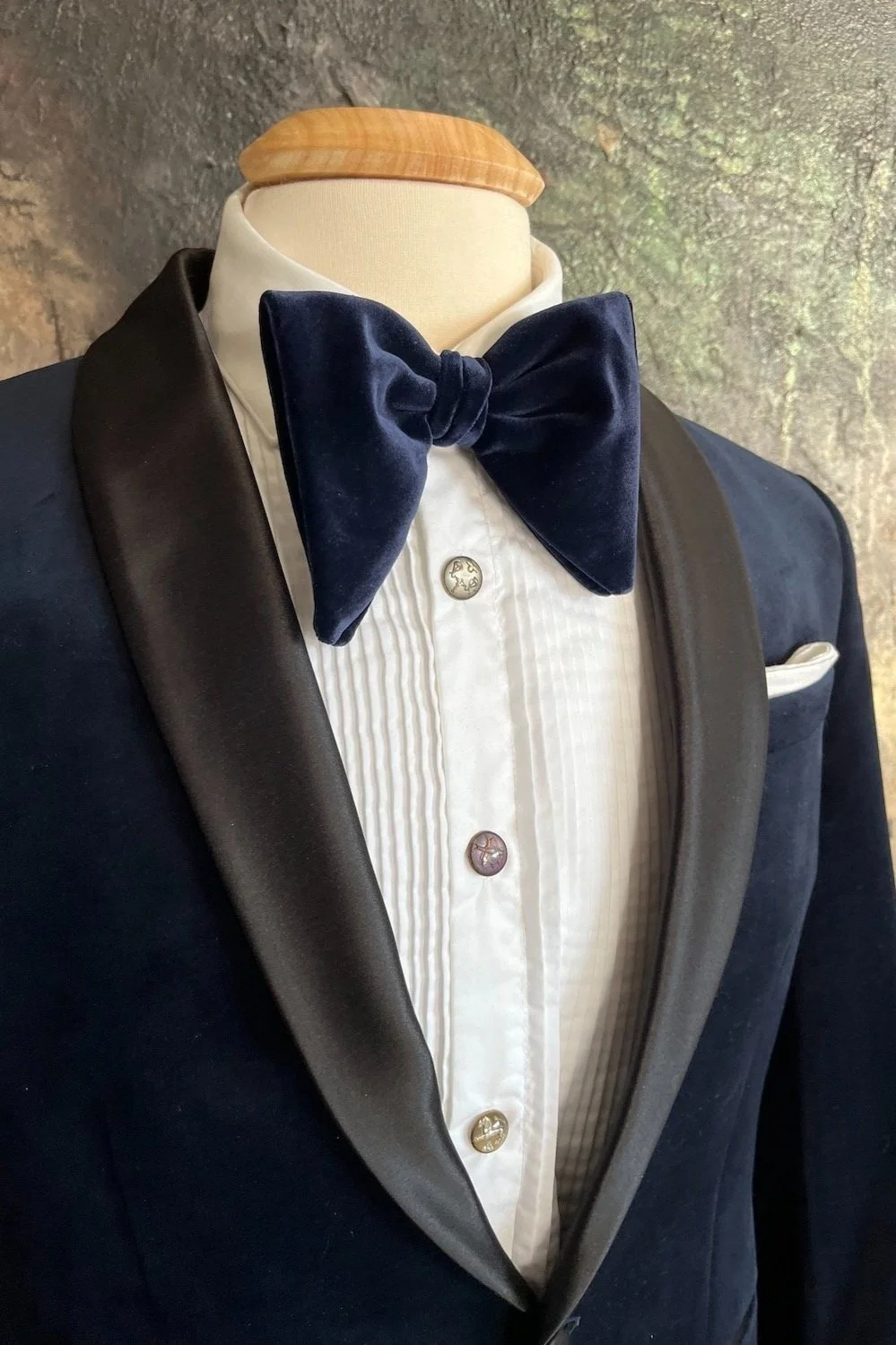 Large Navy Blue Velvet, Butterfly, Bow Tie, pre-tied.