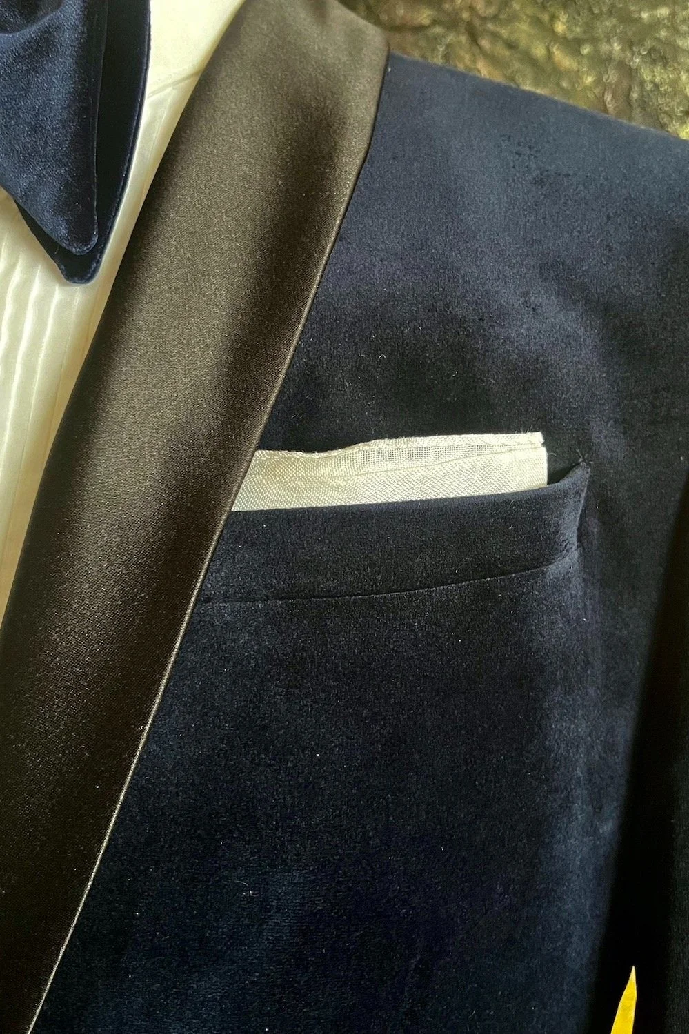 White Linen Pocket Square, with a hand-rolled hem.