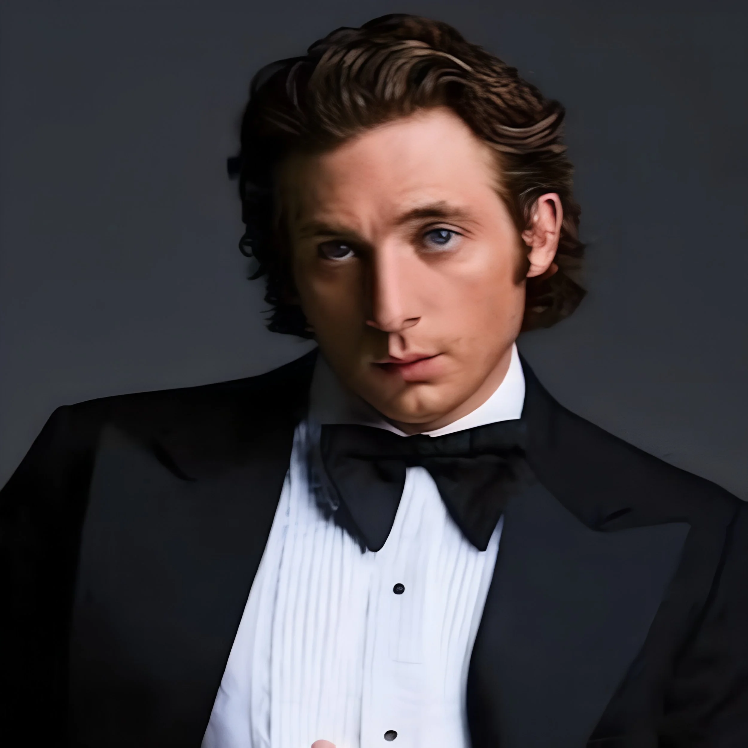 Large Black Satin Silk, Butterfly Bow Tie, pre-tied