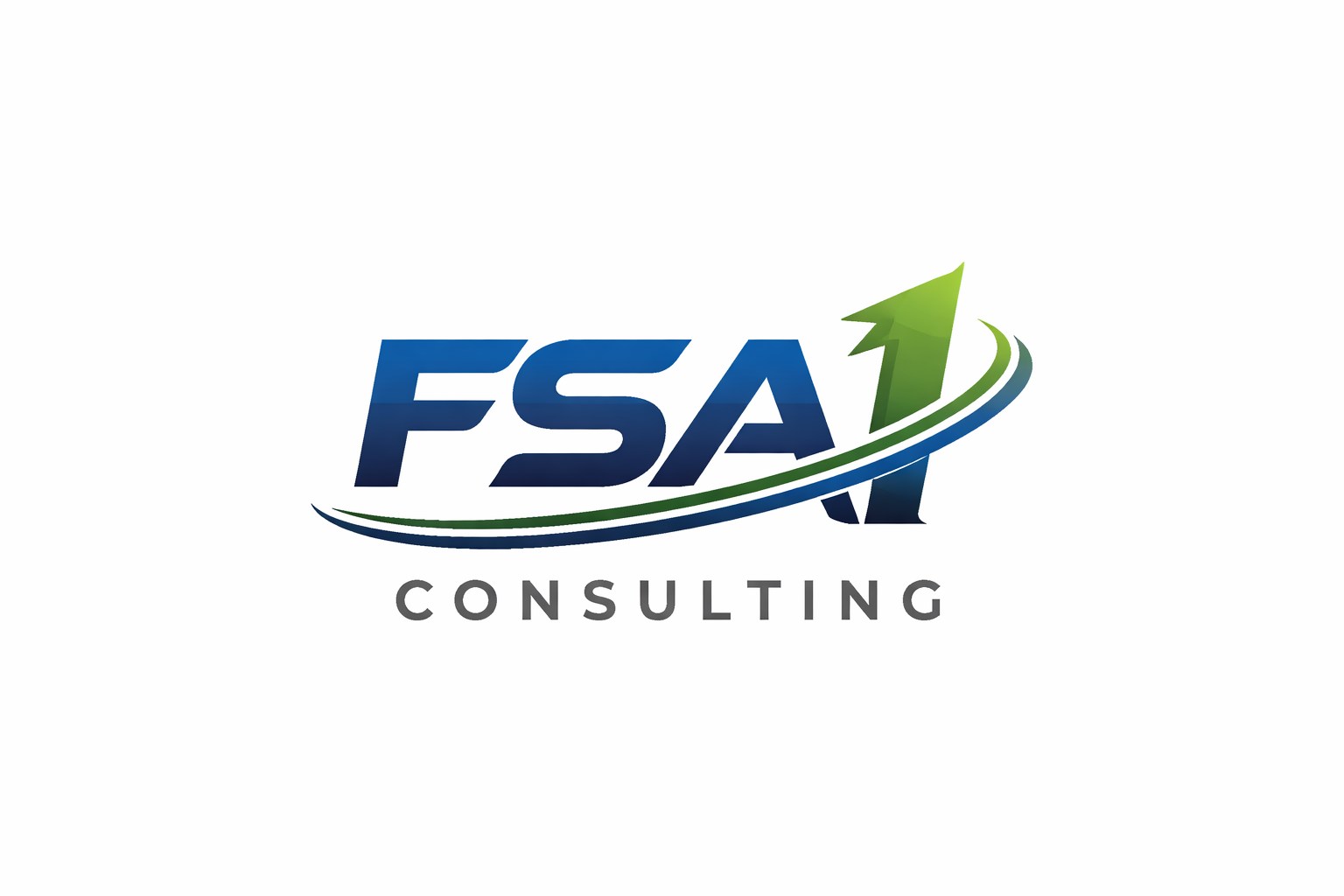 FSA Consulting logo with blue and green design, featuring an upward arrow integrated into the letter 'A', and the text 'FSA' in bold letters with 'Consulting' below.