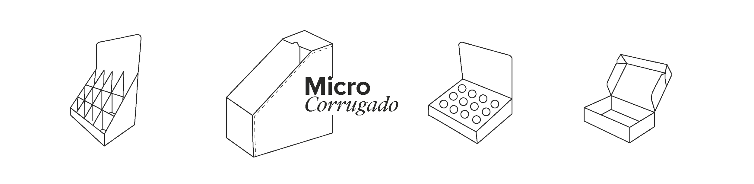 Dibujo técnico de diferentes estructuras de mobiliario de laboratorio, incluyendo una incubadora, un microondas de convección, un horno de secado con agujeros y una caja con tapa
