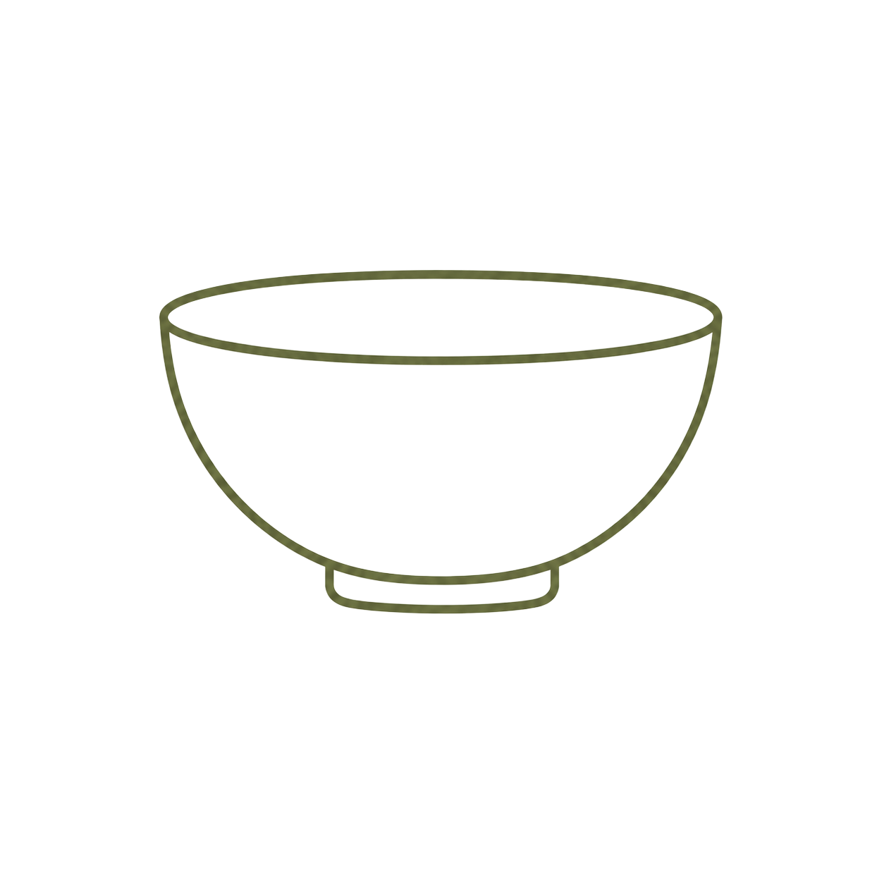 A digital illustration of a bowl with a green stripe around the rim, placed on a white background.