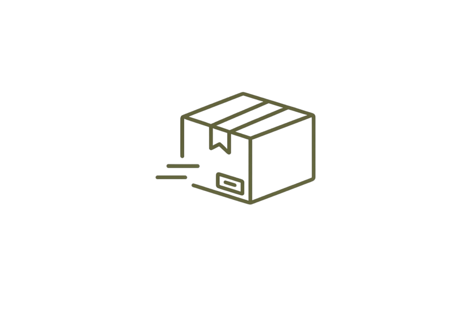 Outline drawing of a cardboard box with tape.