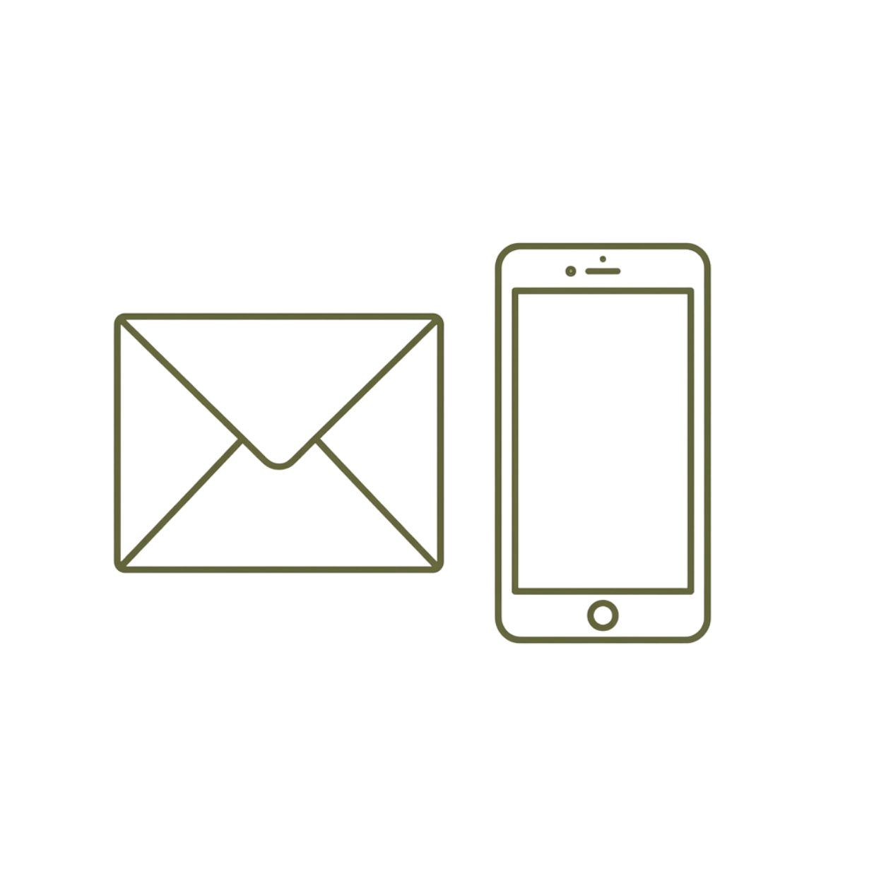 Icon of an envelope and a smartphone side by side.