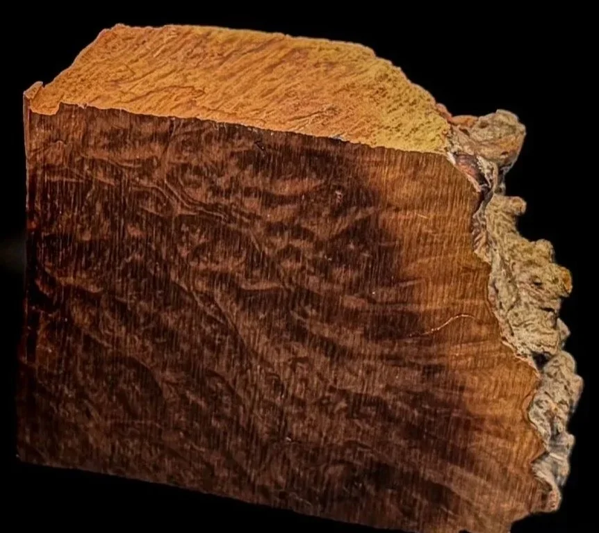 Premium burl hardwood selected for handcrafted one-of-one pieces at Blackburl Works in Fernie, British Columbia, Canada.