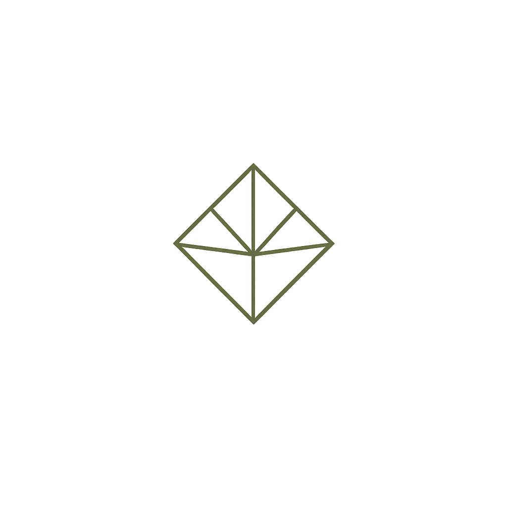 A geometric design on a black background with a diamond shape divided into smaller sections.
